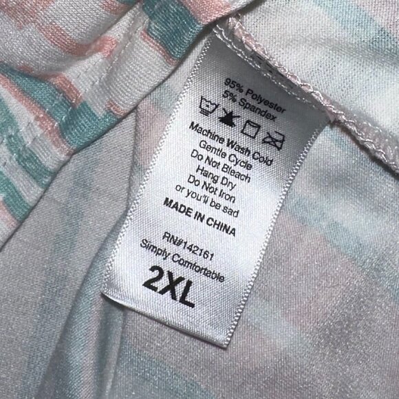 NEW 2.0 LuLaRoe 2XL White Pink Mint Aztec Body Pink Sleeves Randy Baseball Tee - Picture 8 of 8